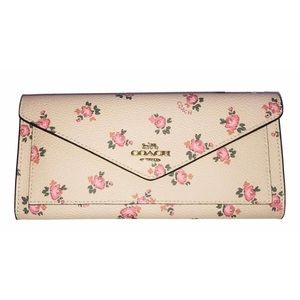 Coach Tossed Peonies Wallet In Blush Pink